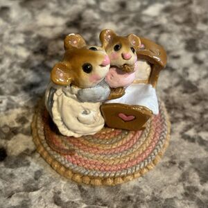 Wee Forest Folk M-069 - Beddy-Bye Mousey (Yellow Baby, White Crib)